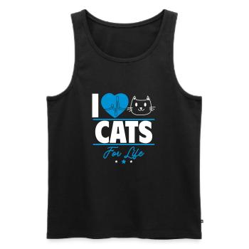 J’aime les chats pour toujours - pour les vrais fans de chats ! - Débardeur bio Premium Homme - noir - Devant - Michal (187cm)
