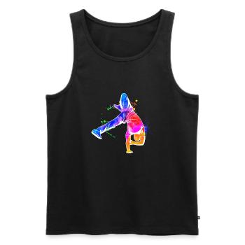 Idée cadeau breakdance - Débardeur bio Premium Homme - noir - Devant - AI Model Male 178 light (178cm)