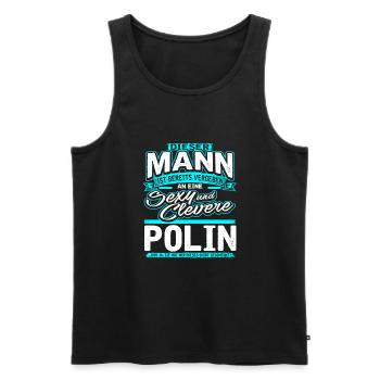 Mann Vergeben Polin Blau - Männer Premium Bio Tank Top - Schwarz - Vorne - Michal (187cm)