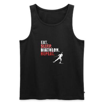 Biathlon Fan Eat Sleep Repeat Shirt Gift - Men's Premium Organic Tank Top - black - Front - AI Model Male 178 light (178cm)