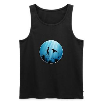 Plongeurs et raies manta gratuits - Débardeur bio Premium Homme - noir - Devant - Michal (187cm)