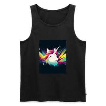 Einhorn Regenbogen Fantasy Design Cartoon 2 - Männer Premium Bio Tank Top - Schwarz - Vorne - Michal (187cm)