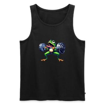 Frosch Kröte Workout Hanteltraining Lustig - Männer Premium Bio Tank Top - Schwarz - Vorne - AI Model Male 178 light (178cm)