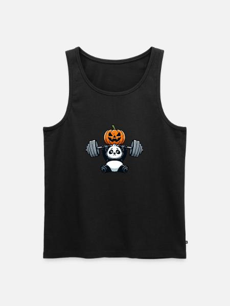 halloween panda tyngdlyftare kondition gym träning - Ekologisk premium tanktopp herr - svart