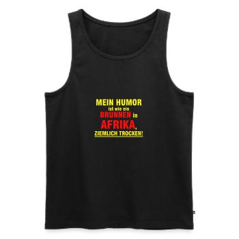 Schwarzer Humor | trocken Witz Flachwitz Geschenk - Männer Premium Bio Tank Top - Schwarz - Vorne - AI Model Male 178 light (178cm)