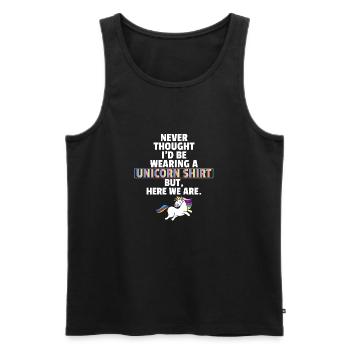 Proud! I'm wearing a unicorn T-shirt - Men's Premium Organic Tank Top - black - Front - Michal (187cm)