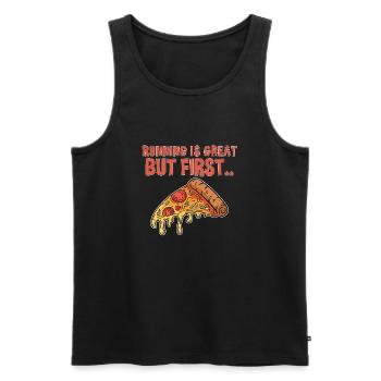 PIZZA JOGGING RUNNING - Men's Premium Organic Tank Top - black - Front - Michal (187cm)