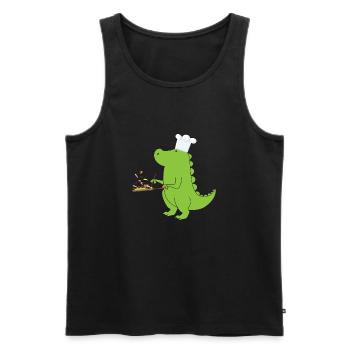 Dino T-Rex Chef Koch bei der Arbeit - Männer Premium Bio Tank Top - Schwarz - Vorne - AI Model Male 178 light (178cm)
