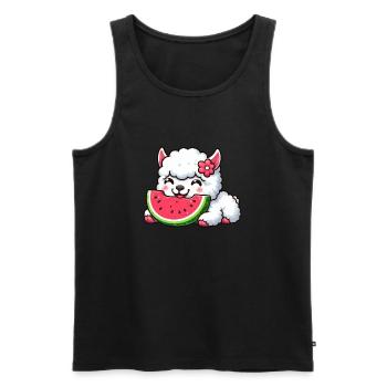 Llama Alpaca Watermelon Cartoon Summer - Men's Premium Organic Tank Top - black - Front - AI Model Male 178 light (178cm)