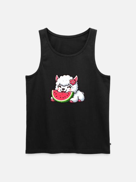 Llama Alpaca Watermelon Cartoon Summer - Men's Premium Organic Tank Top - black