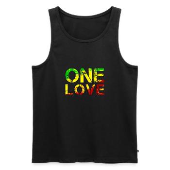 One Love - Reggea music - Men's Premium Organic Tank Top - black - Front - AI Model Male 178 light (178cm)