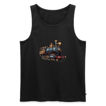 Time travel: 19th century steam locomotive - Men's Premium Organic Tank Top - black - Front - AI Model Male 178 light (178cm)