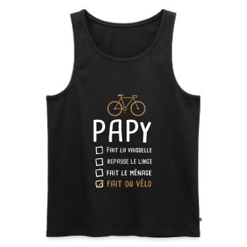 Papy cycliste fête des pères cadeau drôle vélo - Débardeur bio Premium Homme - noir - Devant - AI Model Male 178 light (178cm)