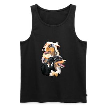 couple Australian Shepherd dogs - Men's Premium Organic Tank Top - black - Front - AI Model Male 178 light (178cm)