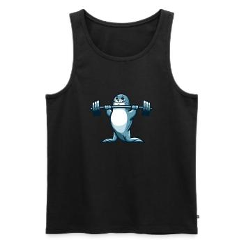Robbe Seerobbe Seehund Fitness Hantel Training 2 - Männer Premium Bio Tank Top - Schwarz - Vorne - AI Model Male 178 light (178cm)