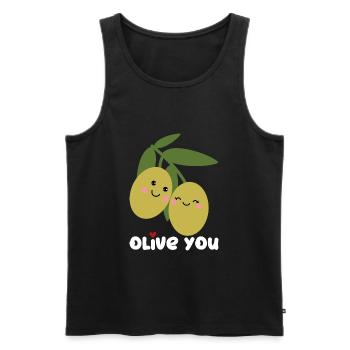 Olive You | I Love You | Valentine's Day Heart - Men's Premium Organic Tank Top - black - Front - Michal (187cm)