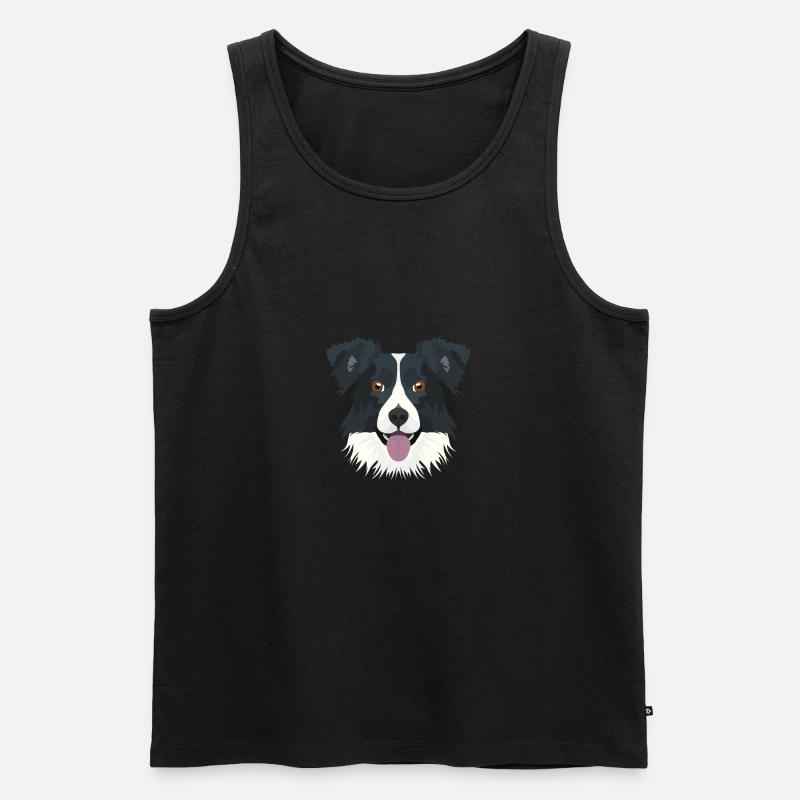 Illustration Border Collie - Männer Premium Bio Tank Top - Schwarz