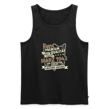 80. Geburtstag März Jahrgang 1943 Geschenkidee - Männer Premium Bio Tank Top - Schwarz - Vorne - Michal (187cm)