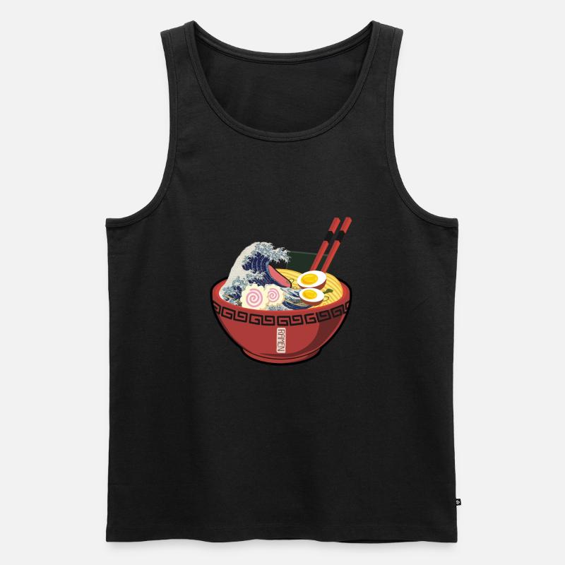 Große Welle Ramen - Männer Premium Bio Tank Top - Schwarz