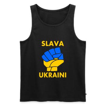 Slava ukraini - Débardeur bio Premium Homme - noir - Devant - AI Model Male 178 light (178cm)