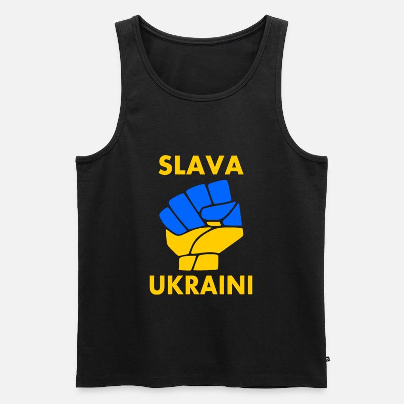 Slava ukraini - Männer Premium Bio Tank Top - Schwarz
