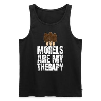 Morels Are My Therapy Morels Mushroom Pickers - Men's Premium Organic Tank Top - black - Front - AI Model Male 178 light (178cm)