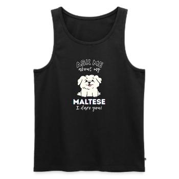 Adorable chiot maltais design - Chien de dessin animé mignon - Débardeur bio Premium Homme - noir - Devant - Michal (187cm)
