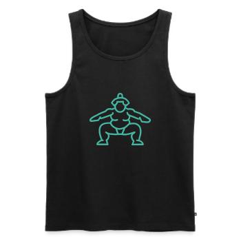 Sumo japonais turquoise - Débardeur bio Premium Homme - noir - Devant - AI Model Male 178 light (178cm)