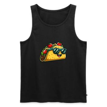 Funny Taco Mexican Fast Food Cartoon - Men's Premium Organic Tank Top - black - Front - Michal (187cm)