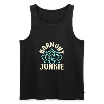 Yoga Harmony Junkie Drôle de Yoga - Débardeur bio Premium Homme - noir - Devant - AI Model Male 178 light (178cm)