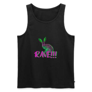 goa rave techno musik hase tier neon farben - Männer Premium Bio Tank Top - Schwarz - Vorne - AI Model Male 178 light (178cm)