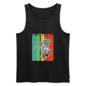 Vintage Skater King.Hipster Skeleton.Skateboarding - Débardeur bio Premium Homme - noir - Devant - Michal (187cm)