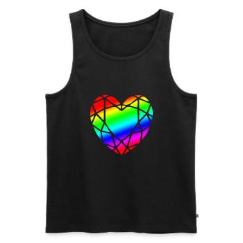 Fierté LGBTQ coeur en forme de diamant - Débardeur bio Premium Homme - noir - Devant - Michal (187cm)