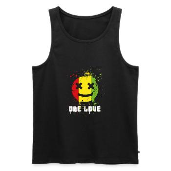 One Love, Reggae Lover, Love Regga Music - Men's Premium Organic Tank Top - black - Front - Michal (187cm)