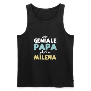 Dieser Geniale Papa Gehört Zu Mi... - Männer Premium Bio Tank Top - Schwarz - Vorne - Michal (187cm)