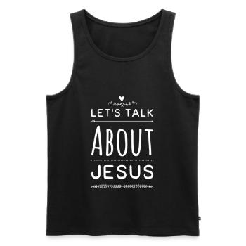 Let's Talk About Jesus - Men's Premium Organic Tank Top - black - Front - AI Model Male 178 light (178cm)