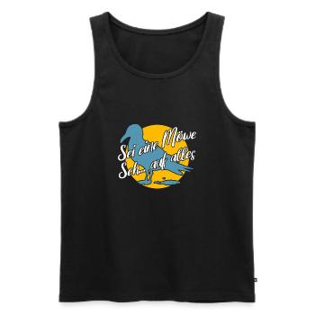Sei eine Möwe scheiss auf alles. Möwensilhouette - Männer Premium Bio Tank Top - Schwarz - Vorne - Michal (187cm)