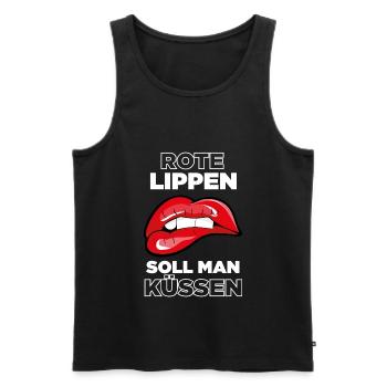 Rote Lippen / Küssen / Kussmund - Männer Premium Bio Tank Top - Schwarz - Vorne - AI Model Male 178 light (178cm)
