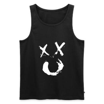Halloween No.3 (Happy Smile) - white/white - Men's Premium Organic Tank Top - black - Front - AI Model Male 178 light (178cm)