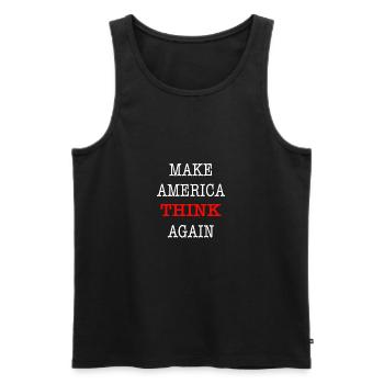 Anti  Amerika Think again Fuck you Donald - Männer Premium Bio Tank Top - Schwarz - Vorne - AI Model Male 178 light (178cm)