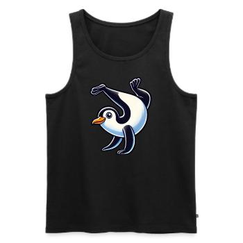Pingouin Équilibre sur les mains Mignon Comique Gymnastique - Débardeur bio Premium Homme - noir - Devant - Michal (187cm)