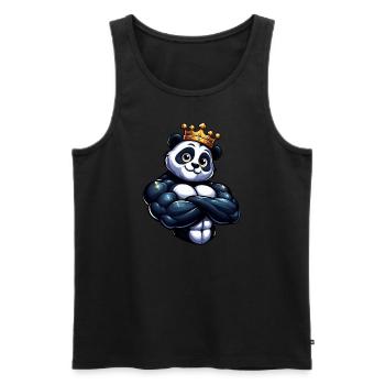 Entraînement de remise en forme Muscle Panda King - Débardeur bio Premium Homme - noir - Devant - AI Model Male 178 light (178cm)