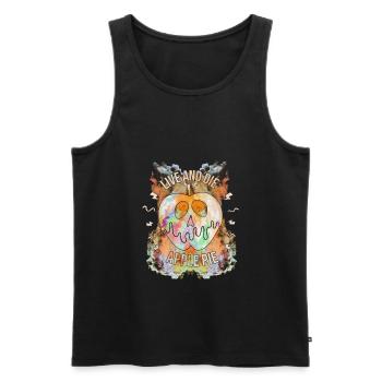 Live and Die Apple Pie Art Design - Men's Premium Organic Tank Top - black - Front - AI Model Male 178 light (178cm)