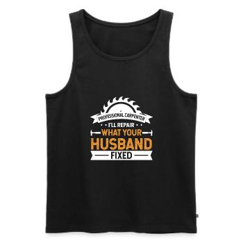 Carpenters Shirt Professional Carpenter Gift Tee - Men's Premium Organic Tank Top - black - Front - Michal (187cm)