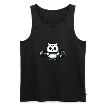Schneeeule Gewichtheber Hantel Fitness Workout - Männer Premium Bio Tank Top - Schwarz - Vorne - AI Model Male 178 light (178cm)