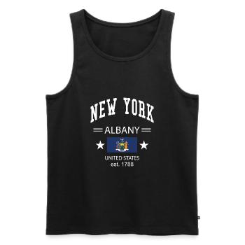 New York - Männer Premium Bio Tank Top - Schwarz - Vorne - AI Model Male 178 light (178cm)