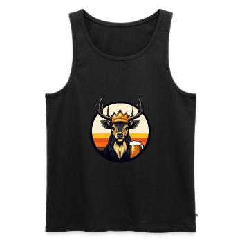 Hirsch Bier - Männer Premium Bio Tank Top - Schwarz - Vorne - Michal (187cm)