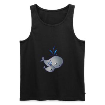 Wal Familie Whale Family am Wasser spritzen - Männer Premium Bio Tank Top - Schwarz - Vorne - AI Model Male 178 light (178cm)