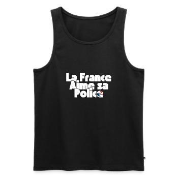 La France Aime Sa Police - Débardeur bio Premium Homme - noir - Devant - AI Model Male 178 light (178cm)