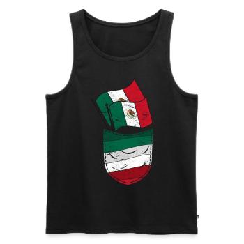 Drapeau mexicain mexicain poche poitrine Mexique - Débardeur bio Premium Homme - noir - Devant - Michal (187cm)